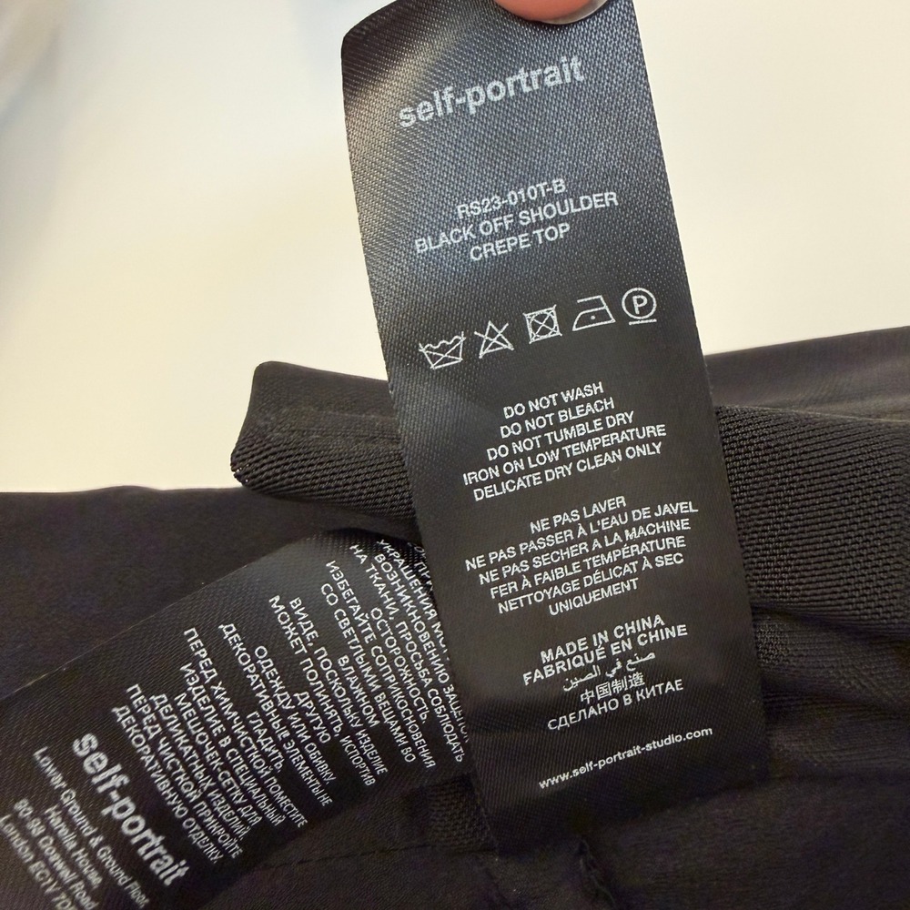 Self Portrait Off Shoulder Crystal Embellished‎ Top Revolve NWOT Women 8 Black - Picture 11 of 12